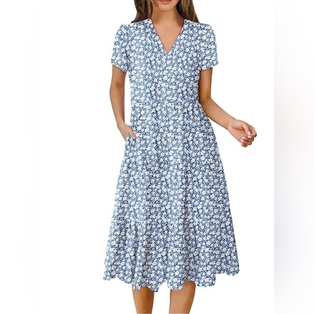 Anrabess blue floral midi dress, medium